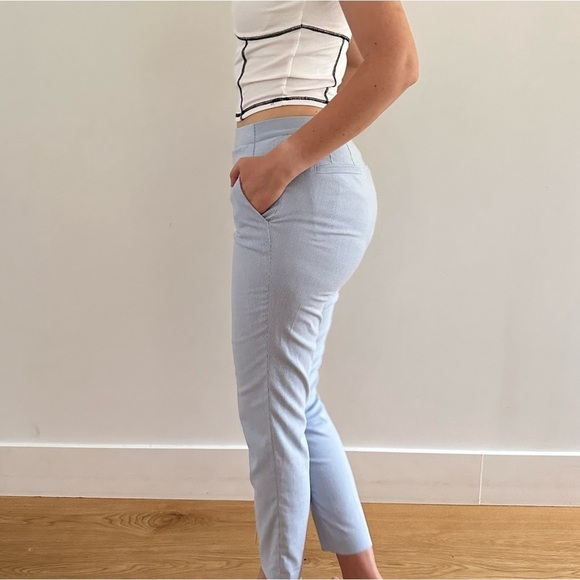 UNIQLO SMART ANKLE PANTS STRIPE WIHTE & LIGHT BLUE - S - Picture 4 of 14